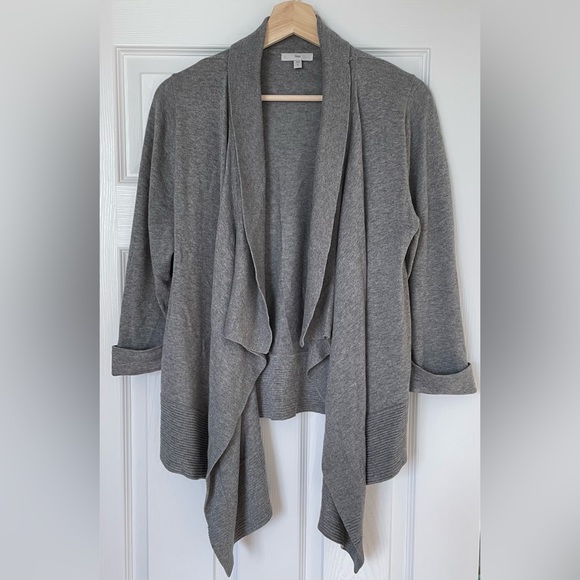 Gap Drape Cardigan Sweater, Cotton/Modal, Gray, Women’s Size M - Picture 2 of 4